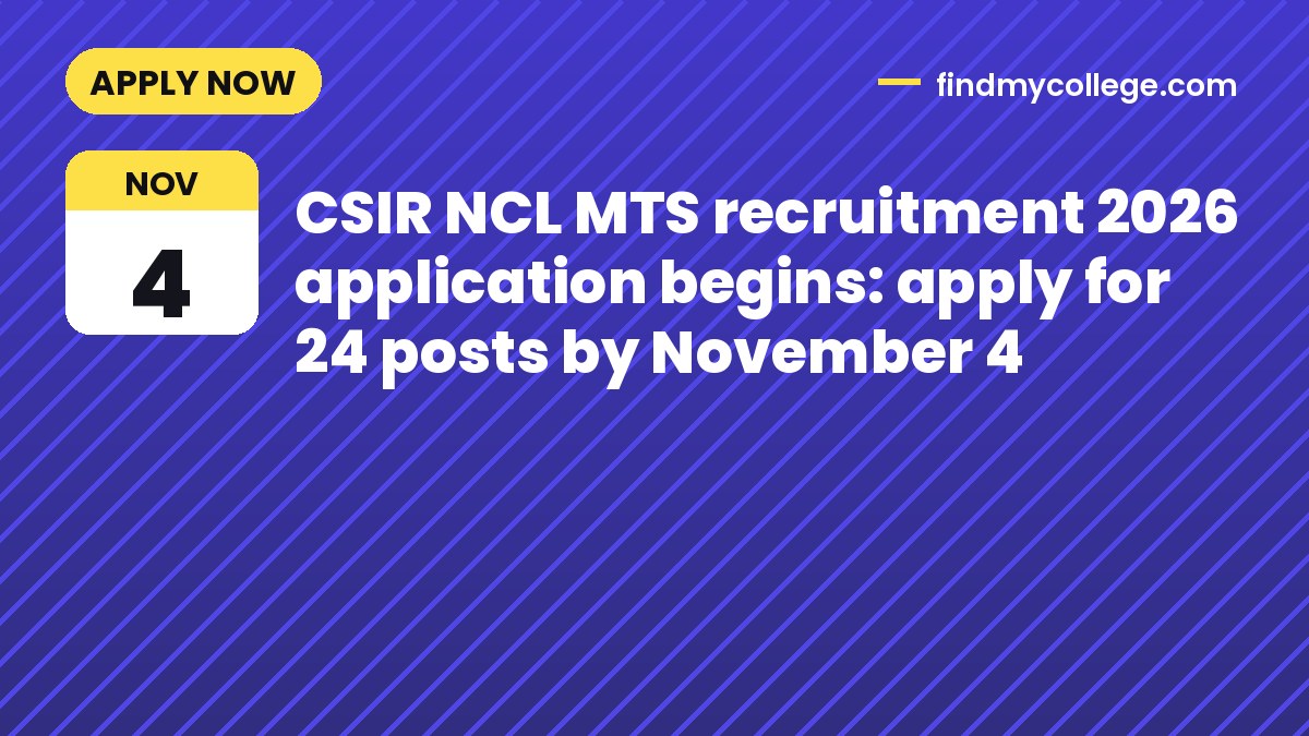 CSIR NCL MTS recruitment 2026 application begins: apply for 24 posts by November 4