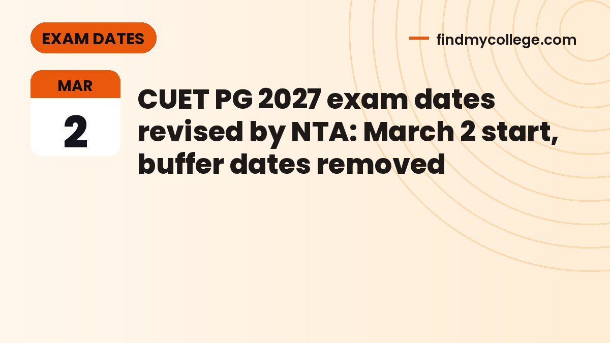 CUET PG 2027 exam dates revised by NTA: March 2 start, buffer dates removed