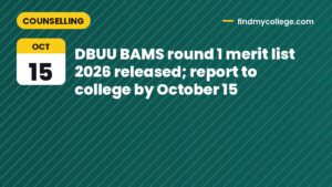 DBUU BAMS round 1 merit list 2026 released; report to college by October 15
