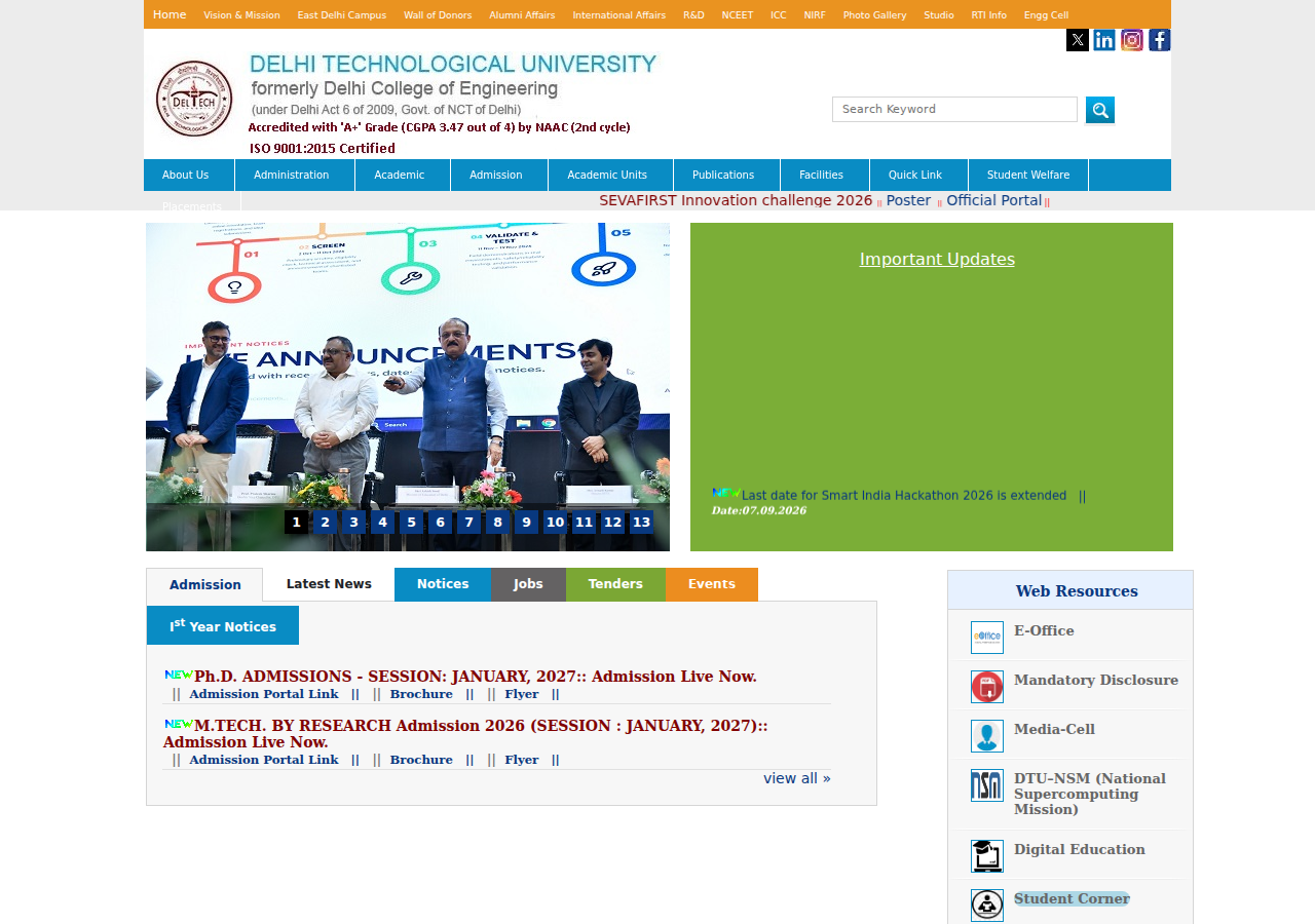 dtu.ac.in homepage