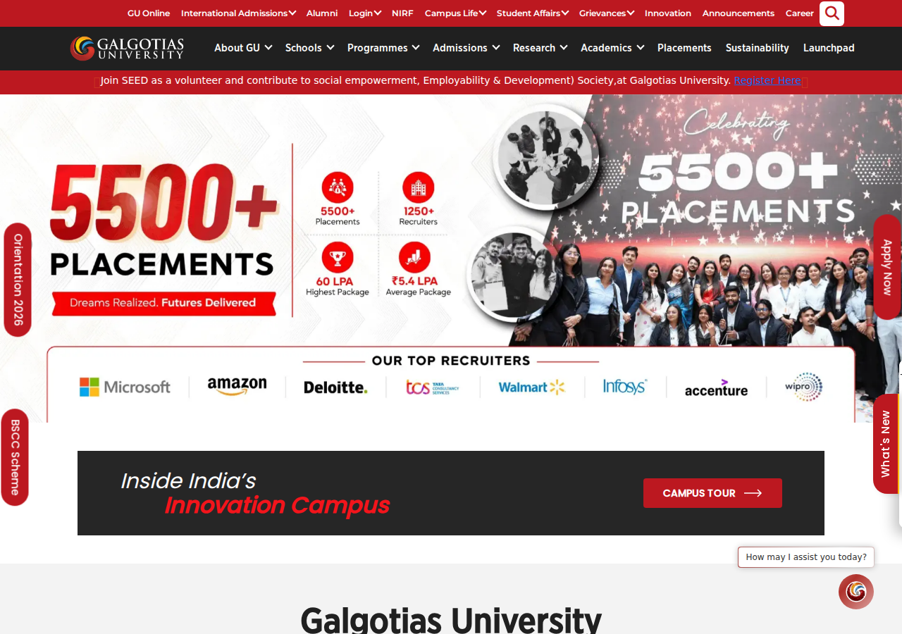 galgotiasuniversity.edu.in homepage