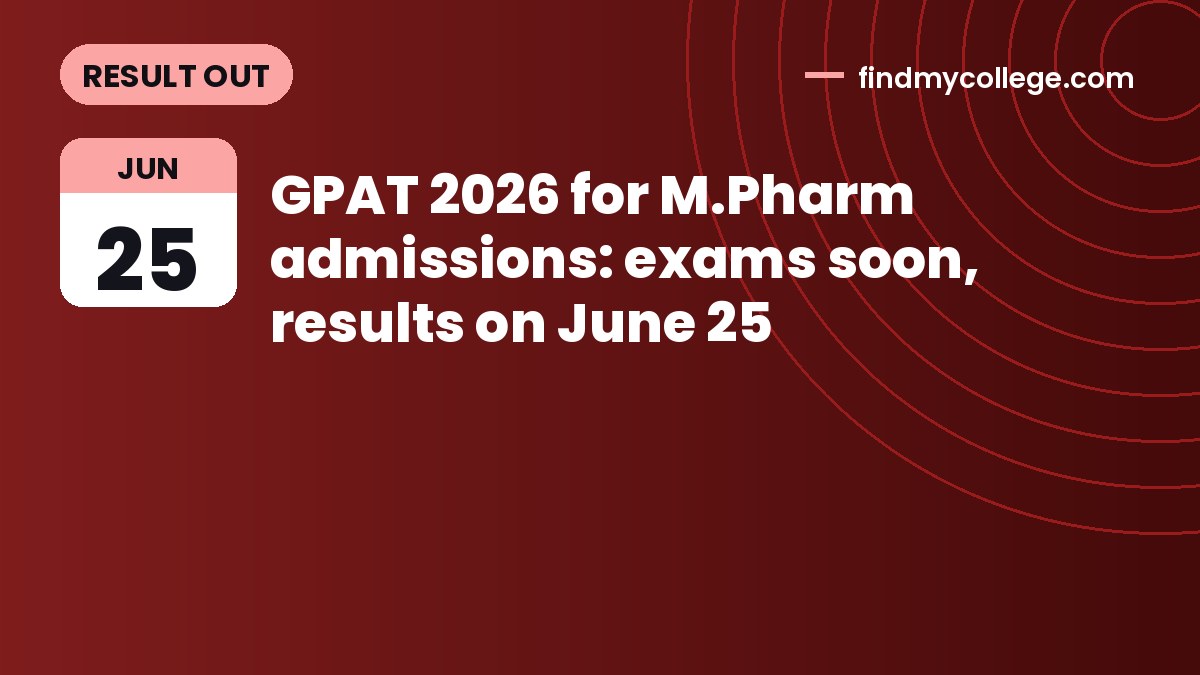 GPAT 2026 for M.Pharm admissions: exams soon, results on June 25