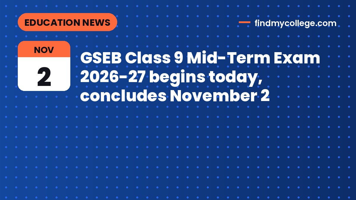 GSEB Class 9 Mid-Term Exam 2026-27 begins today, concludes November 2