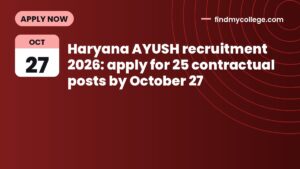 Haryana AYUSH recruitment 2026: apply for 25 contractual posts by October 27