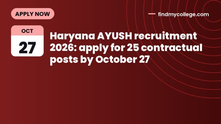 Haryana AYUSH recruitment 2026: apply for 25 contractual posts by October 27