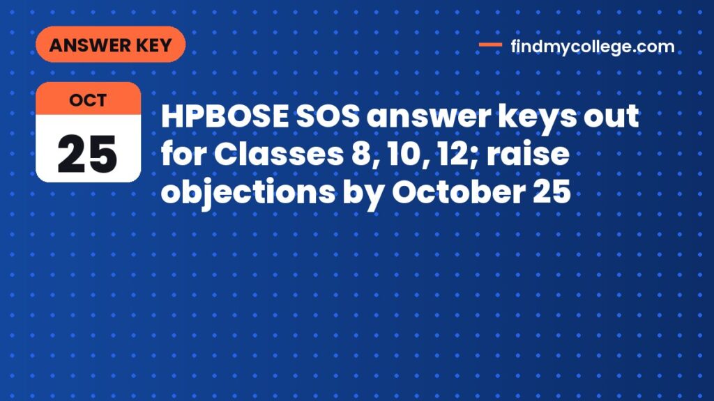 HPBOSE SOS answer keys out for Classes 8, 10, 12; raise objections by October 25
