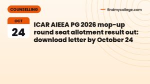ICAR AIEEA PG 2026 mop-up round seat allotment result out: download letter by October 24
