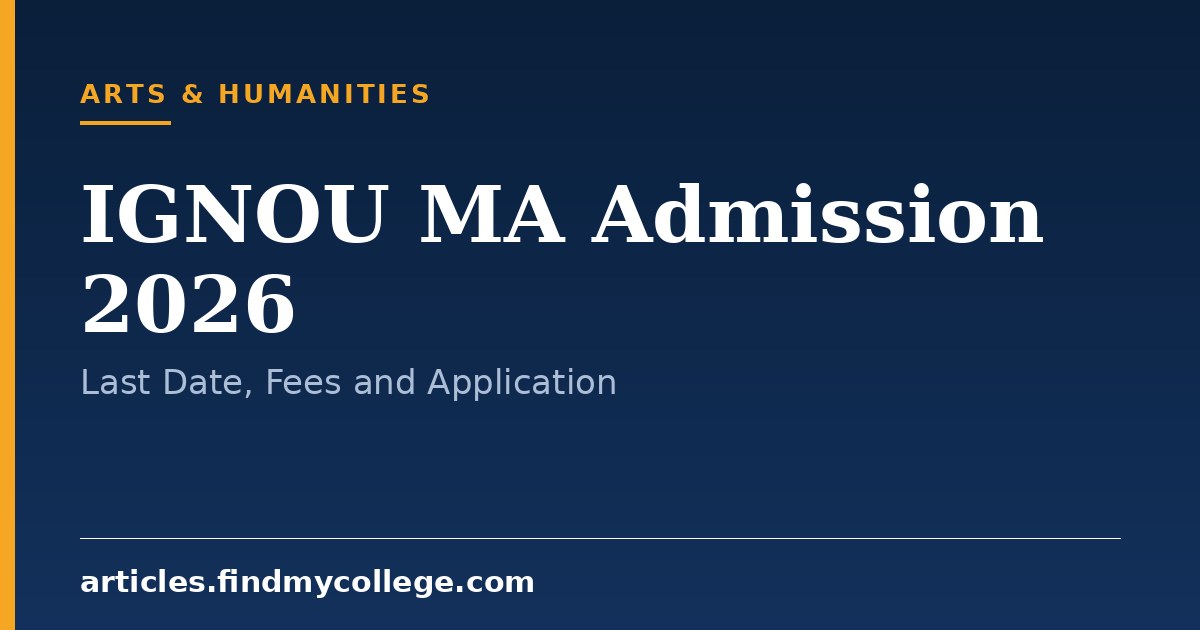 IGNOU MA Admission 2026: Application Form, Last Date and Fees