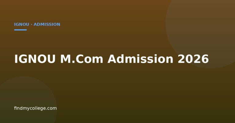 IGNOU M.Com Admission 2026