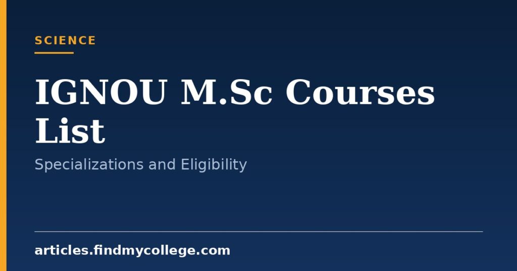 IGNOU M.Sc Courses: List of Specializations and Program Details
