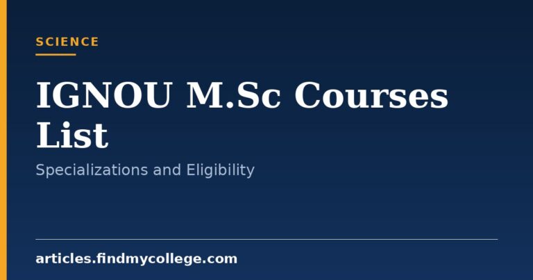 IGNOU M.Sc Courses: List of Specializations and Program Details