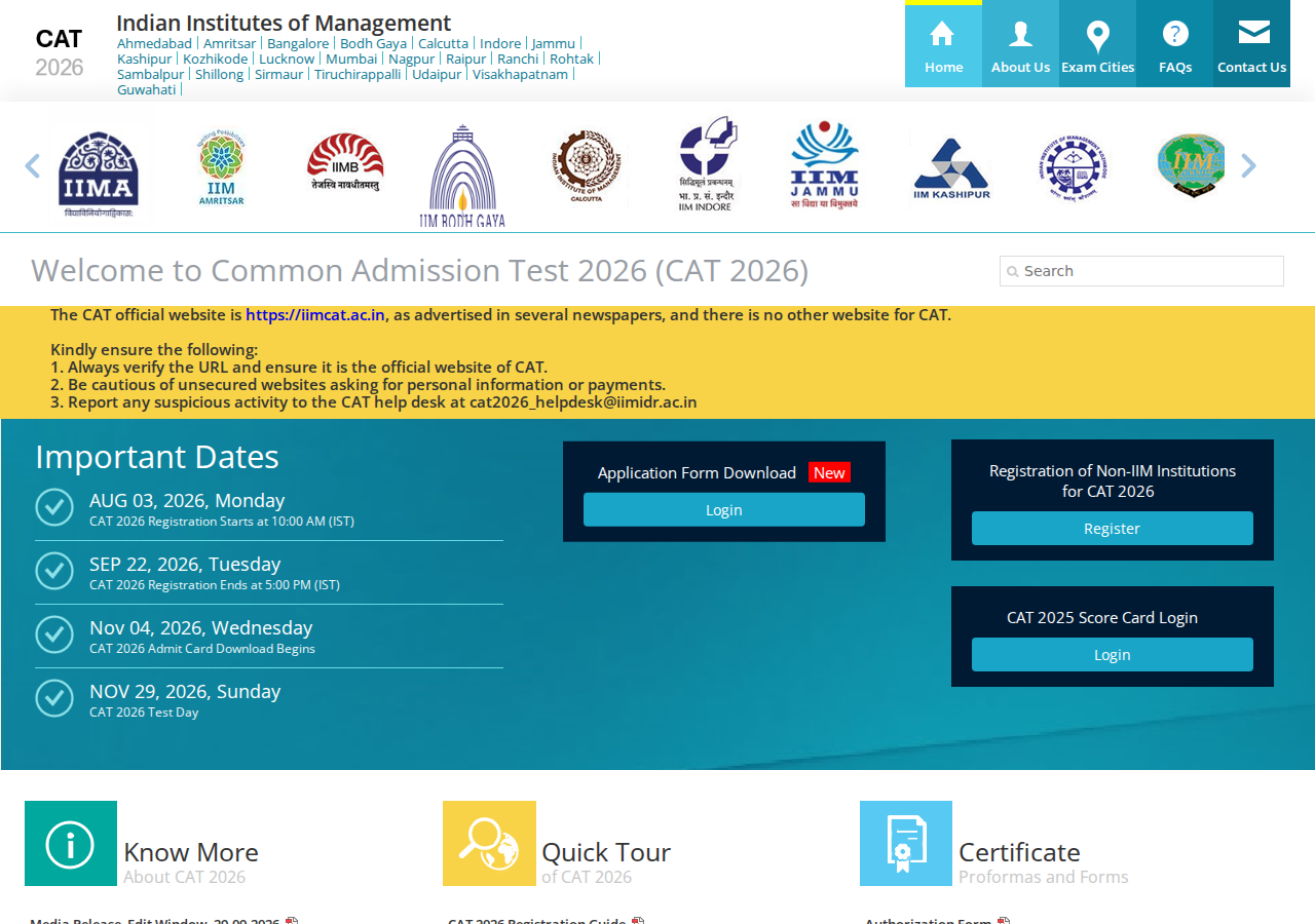 iimcat.ac.in homepage