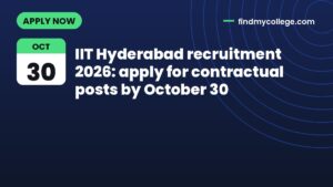 IIT Hyderabad recruitment 2026: apply for contractual posts by October 30