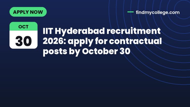 IIT Hyderabad recruitment 2026: apply for contractual posts by October 30