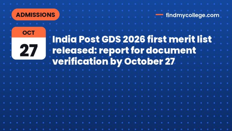 India Post GDS 2026 first merit list released: report for document verification by October 27
