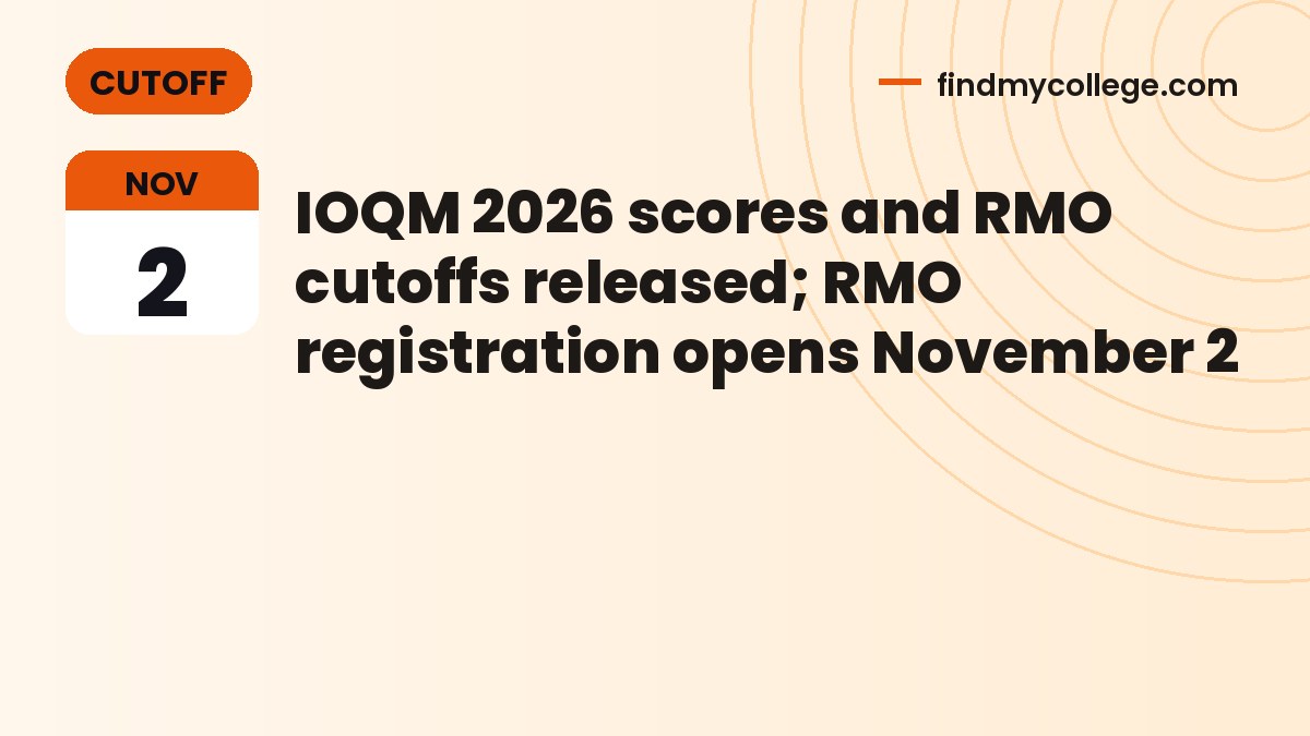 IOQM 2026 scores and RMO cutoffs released; RMO registration opens November 2