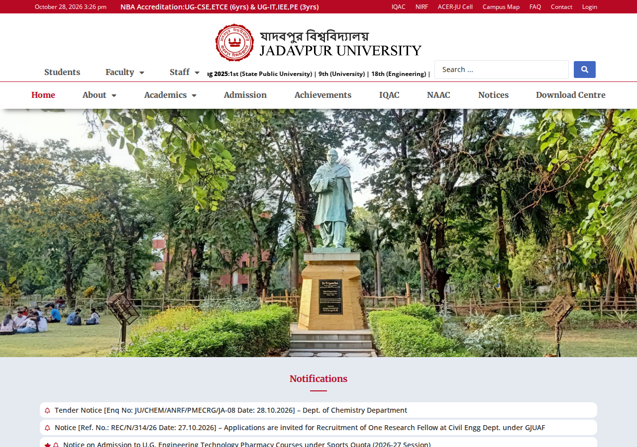 jadavpuruniversity.in homepage
