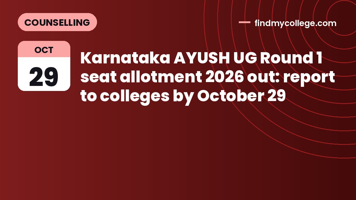 Karnataka AYUSH UG Round 1 seat allotment 2026 out: report to colleges by October 29