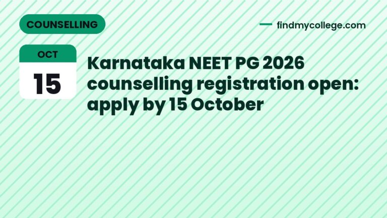 Karnataka NEET PG 2026 counselling registration open: apply by 15 October