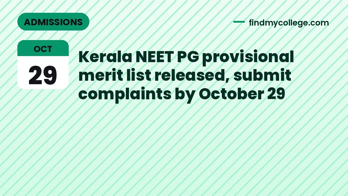 Kerala NEET PG provisional merit list released, submit complaints by October 29