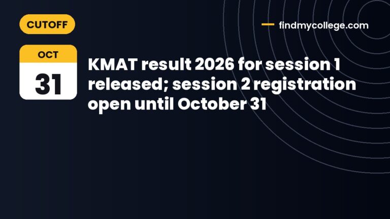 KMAT result 2026 for session 1 released; session 2 registration open until October 31
