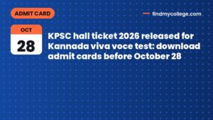 KPSC hall ticket 2026 released for Kannada viva voce test: download admit cards before October 28