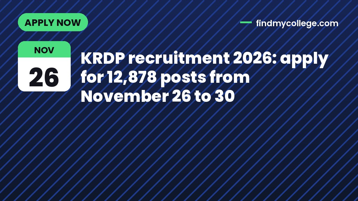 KRDP recruitment 2026: apply for 12,878 posts from November 26 to 30