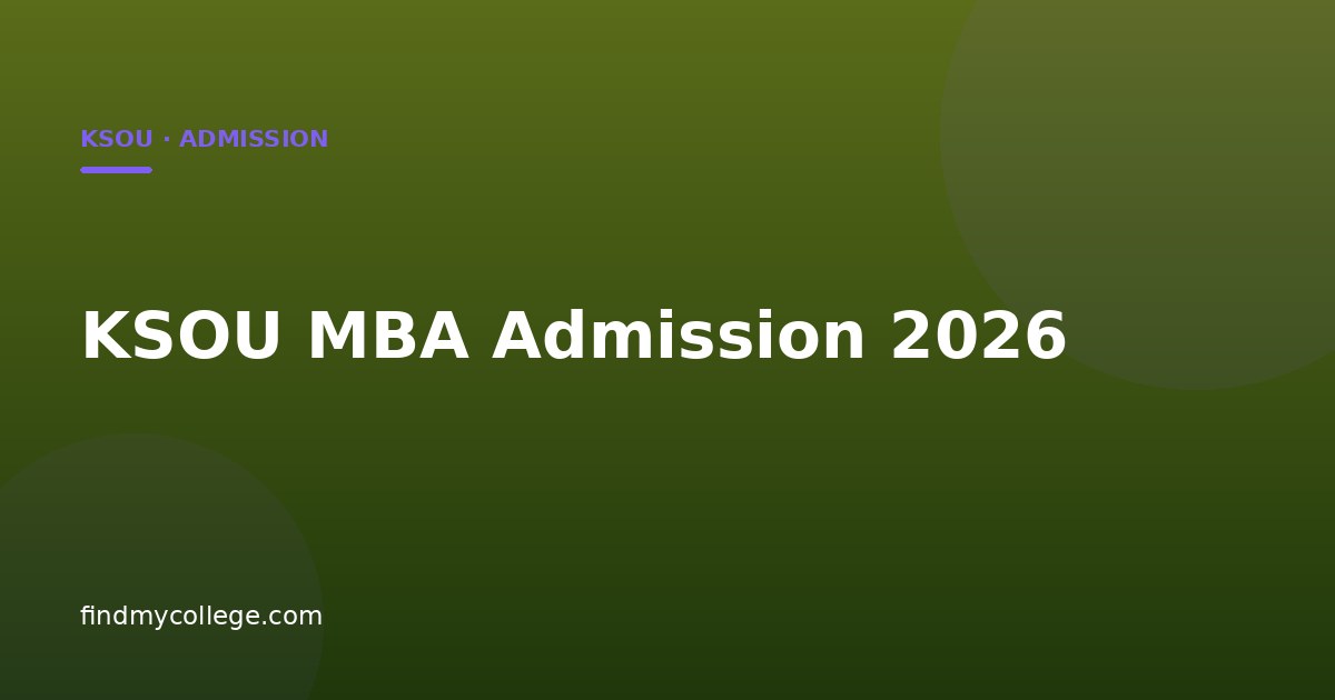 KSOU MBA Admission 2026