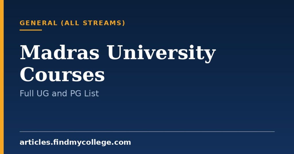 Madras University Courses: Full List of UG and PG Programs