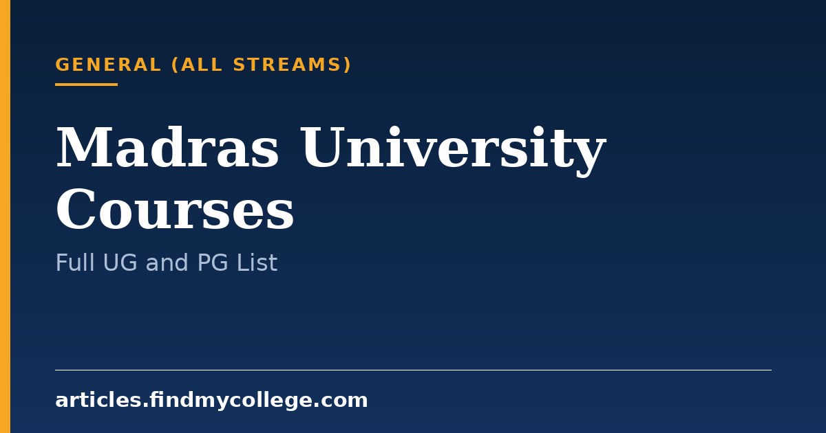 Madras University Courses: Full List of UG and PG Programs
