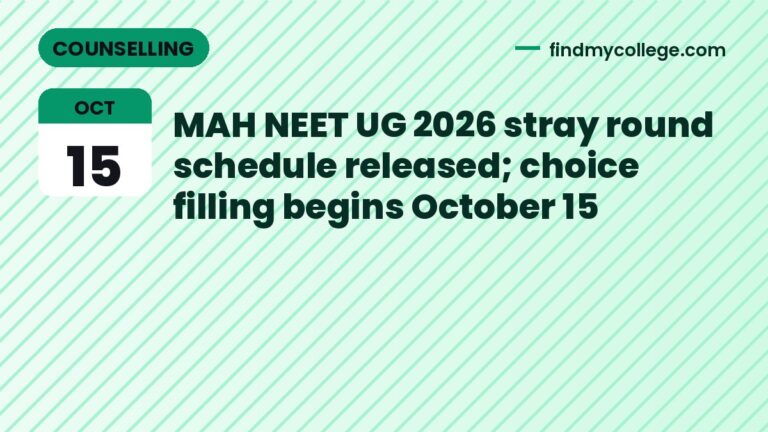 MAH NEET UG 2026 stray round schedule released; choice filling begins October 15