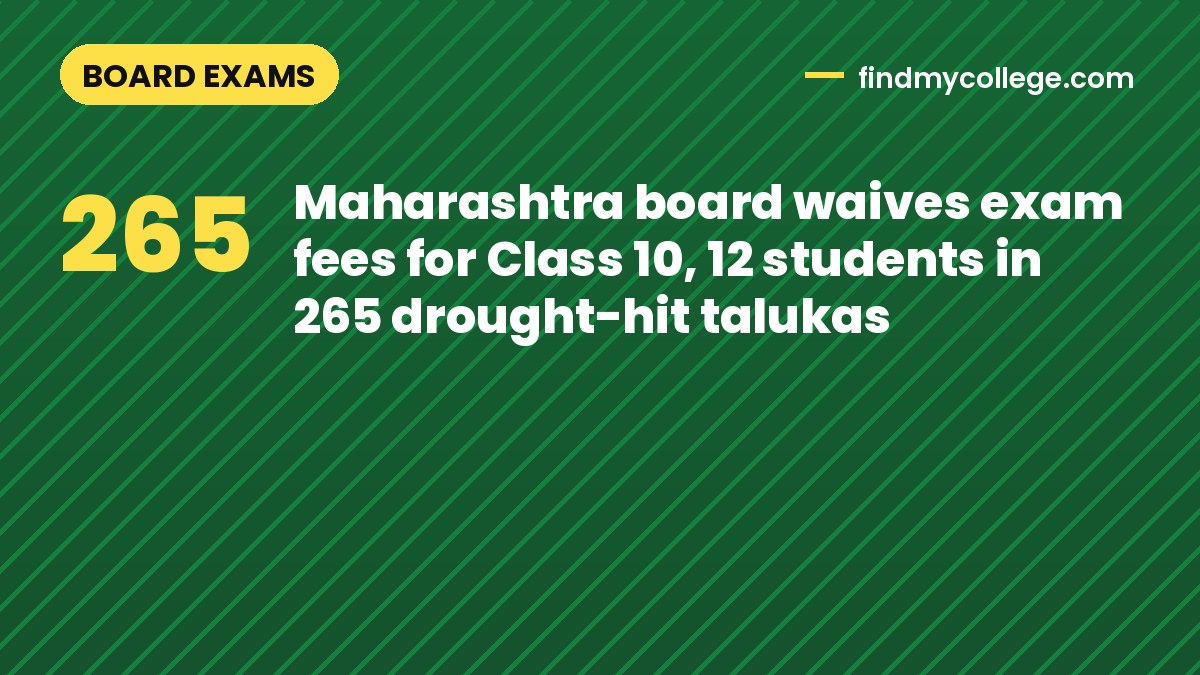 Maharashtra board waives exam fees for Class 10, 12 students in 265 drought-hit talukas
