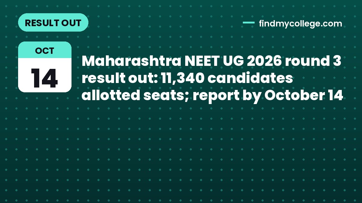 Maharashtra NEET UG 2026 round 3 result out: 11,340 candidates allotted seats; report by October 14