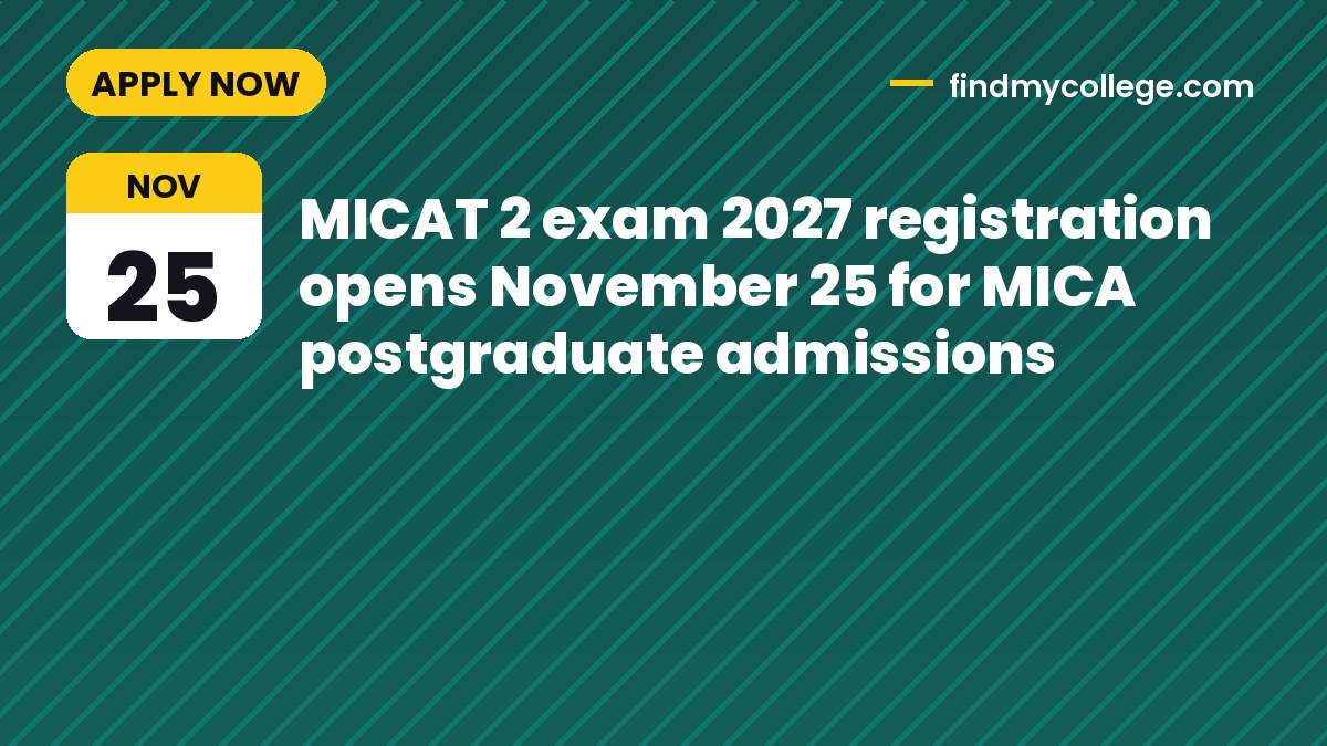 MICAT 2 exam 2027 registration opens November 25 for MICA postgraduate admissions
