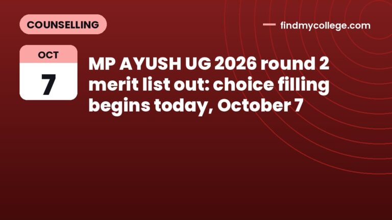MP AYUSH UG 2026 round 2 merit list out: choice filling begins today, October 7
