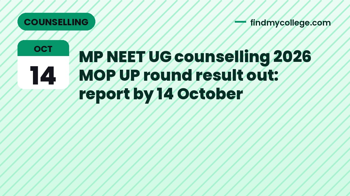 MP NEET UG counselling 2026 MOP UP round result out: report by 14 October