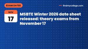 MSBTE Winter 2026 date sheet released: theory exams from November 17