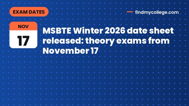 MSBTE Winter 2026 date sheet released: theory exams from November 17