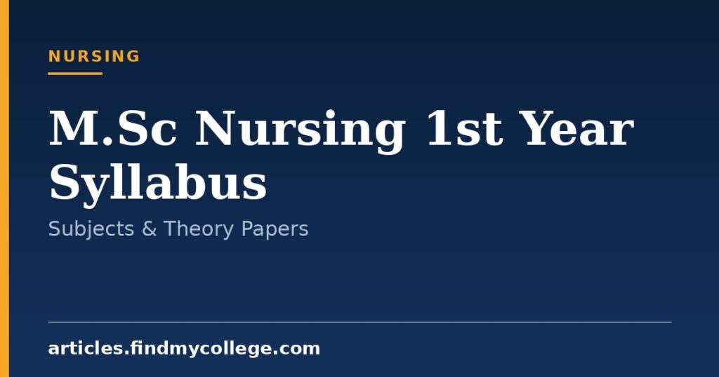 M.Sc Nursing 1st Year Syllabus: Subjects & Practical Training
