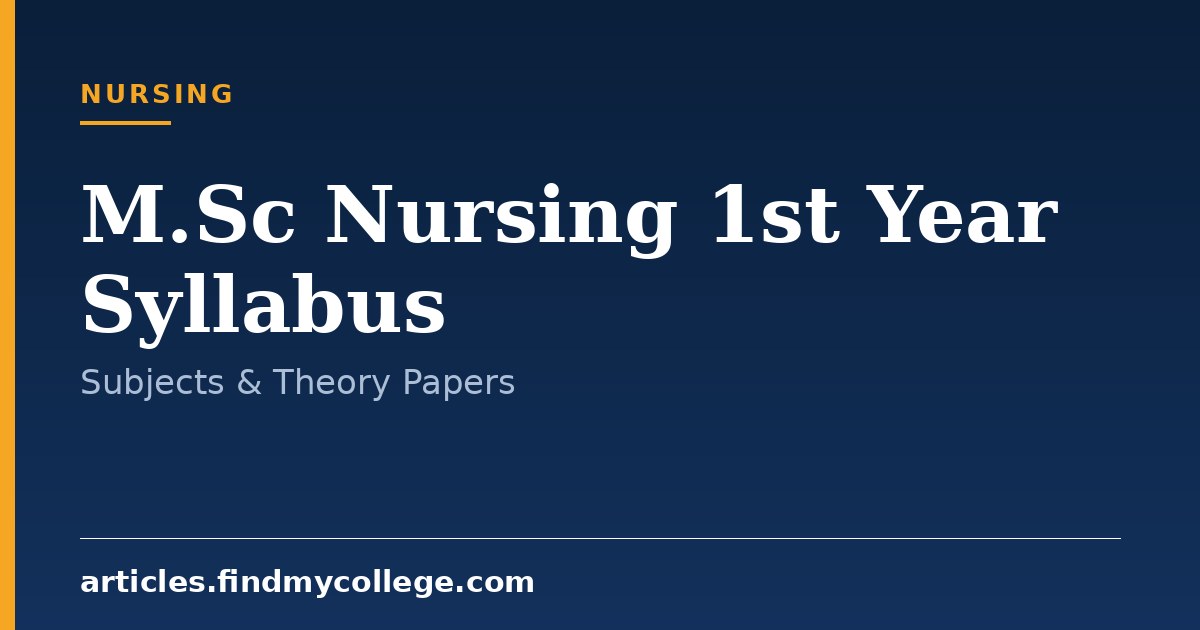 M.Sc Nursing 1st Year Syllabus: Subjects & Practical Training