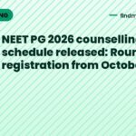 NEET PG 2026 counselling schedule released: Round 1 registration from October 12