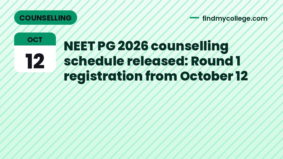 NEET PG 2026 counselling schedule released: Round 1 registration from October 12