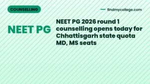 NEET PG 2026 round 1 counselling opens today for Chhattisgarh state quota MD, MS seats