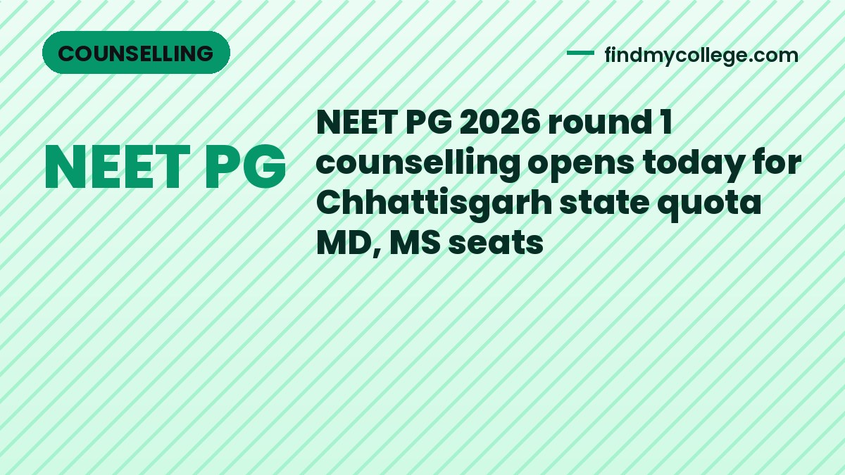 NEET PG 2026 round 1 counselling opens today for Chhattisgarh state quota MD, MS seats