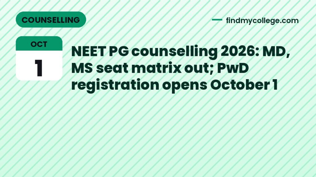 NEET PG counselling 2026: MD, MS seat matrix out; PwD registration opens October 1