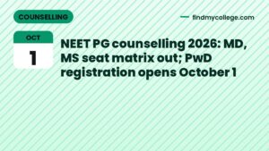 NEET PG counselling 2026: MD, MS seat matrix out; PwD registration opens October 1