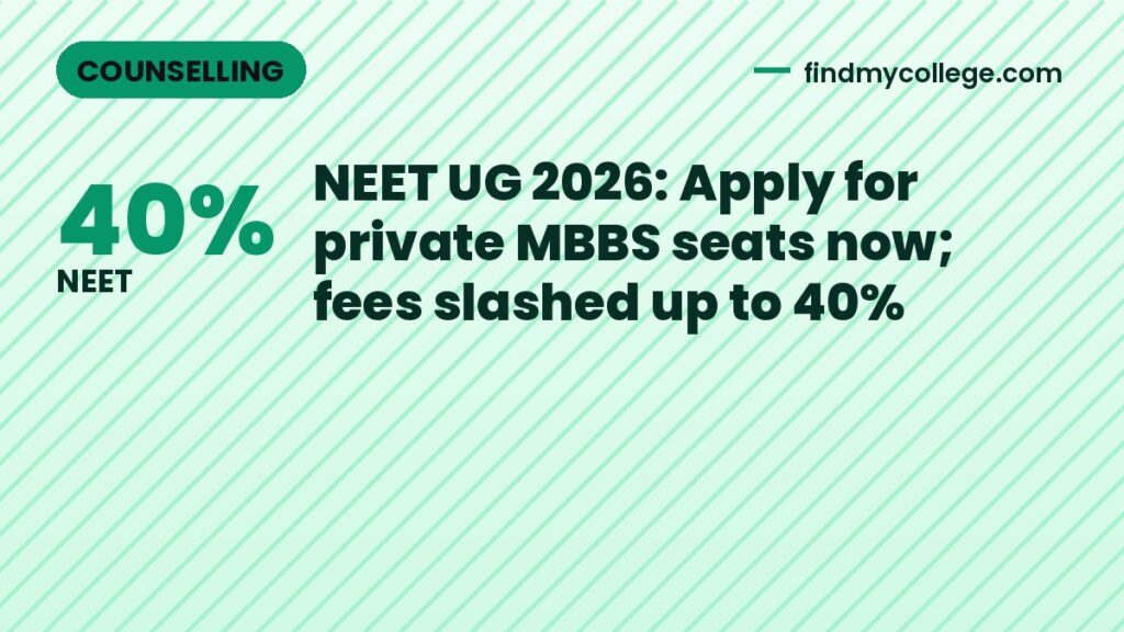 NEET UG 2026: Apply for private MBBS seats now; fees slashed up to 40%