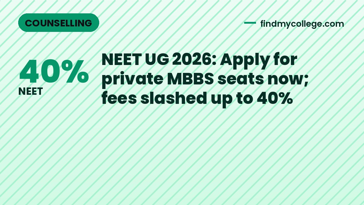NEET UG 2026: Apply for private MBBS seats now; fees slashed up to 40%