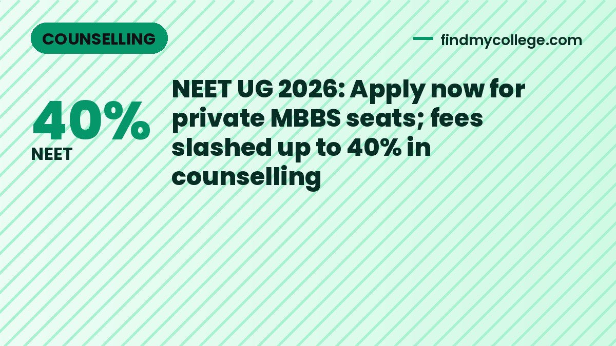 NEET UG 2026: Apply now for private MBBS seats; fees slashed up to 40% in counselling
