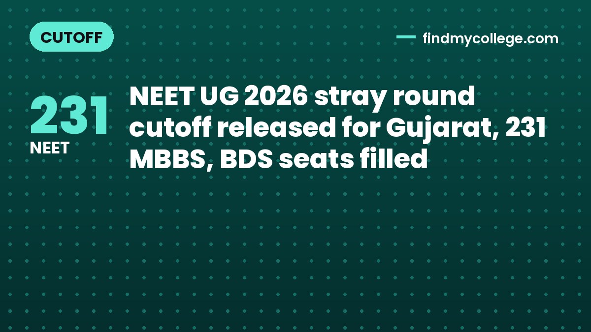 NEET UG 2026 stray round cutoff released for Gujarat, 231 MBBS, BDS seats filled